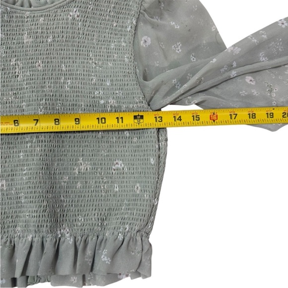 Aritzia Wilfred Tempest Smocked Floral Sheer Cottagecore Long Sleeve Blouse XS - Picture 6 of 10